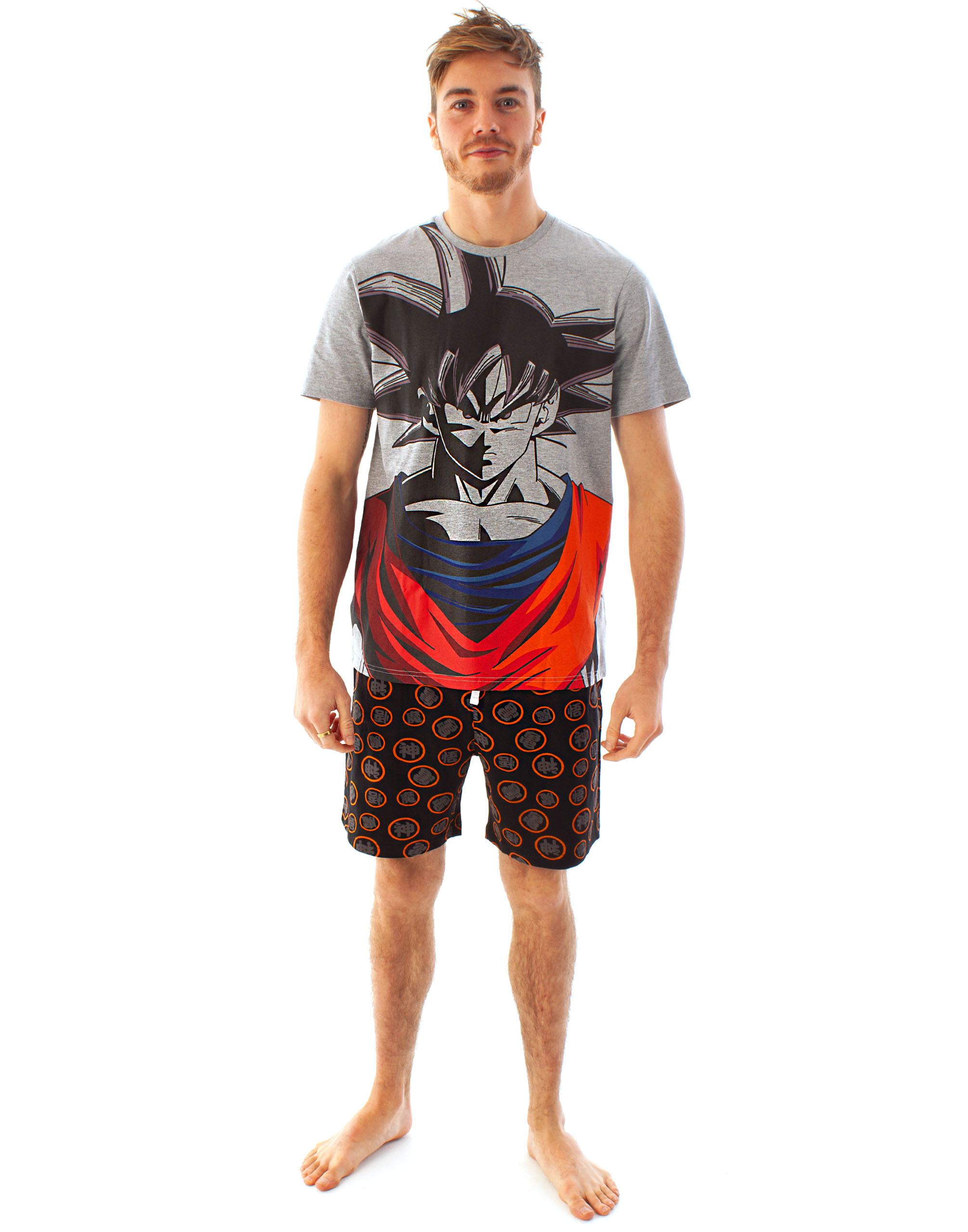 Dragon Ball Z Mens Grey Short Sleeve Short Leg Pyjama Set